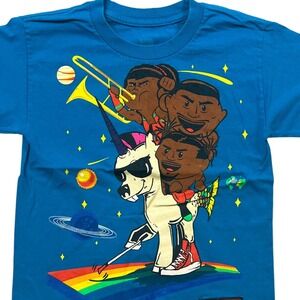 Kids WWE Wear Youth S Blue Graphic T-Shirt New Day Unicorn Wrestlers Print J5‎